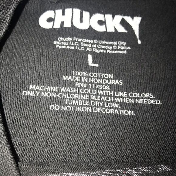 New Men’s Chucky Child's Play Black Graphic T-Shirt Size Large Halloween - Picture 3 of 4
